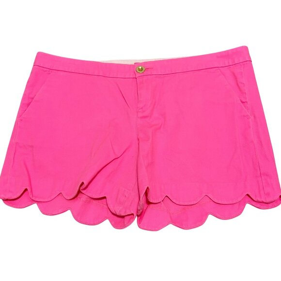 Lilly Pulitzer Women's Pink Scalloped Hem Buttercup Shorts Size 14 - Picture 1 of 3
